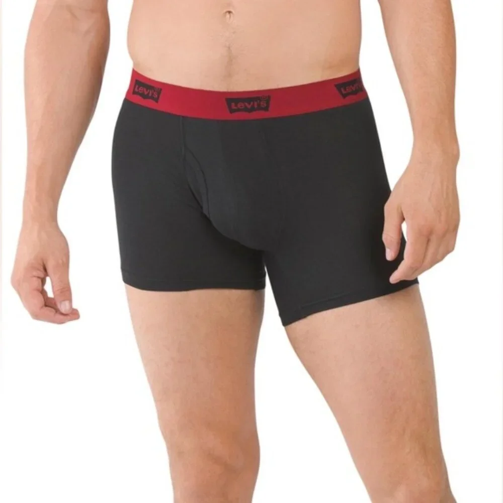 Levi's 4 Pack Boxer Briefs Cotton‎ Stretch Underwear Black Red SMALL LARGE